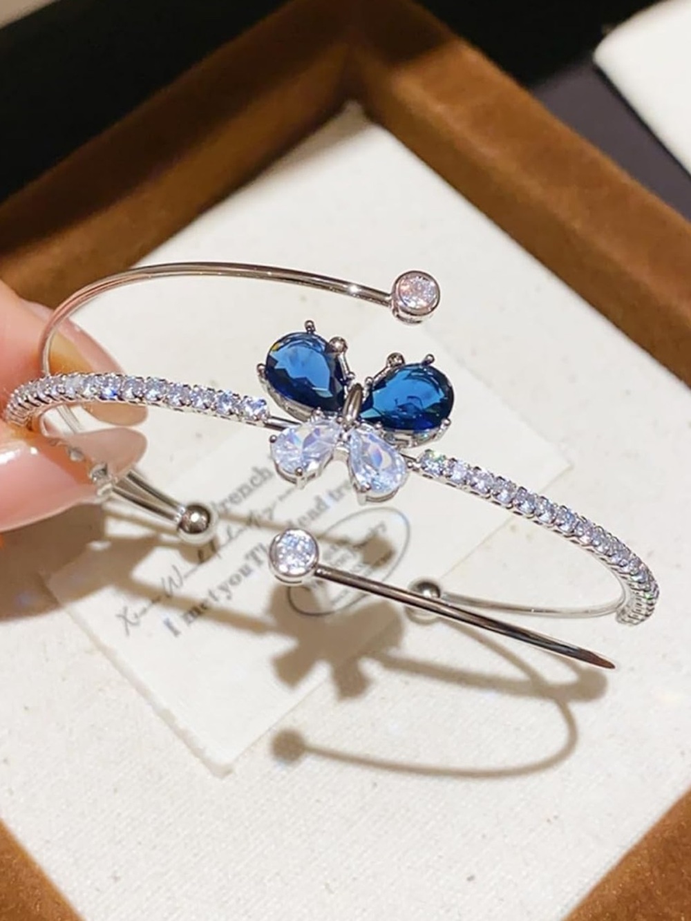 🆕New Crystal Butterfly Cuff Bracelet Layered Adjustable Cuff Bangle